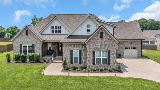 2732 Cherrydale Dr, Lebanon, TN 37087 - craftsman inspired home featuring a garage, brick siding, concrete driveway, board and batten siding, and roof with shingles