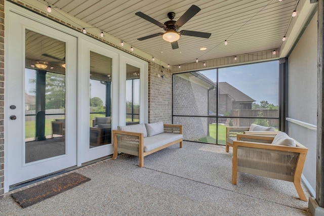 2732 Cherrydale Dr, Lebanon, TN 37087 - sunroom / solarium featuring french doors and a ceiling fan