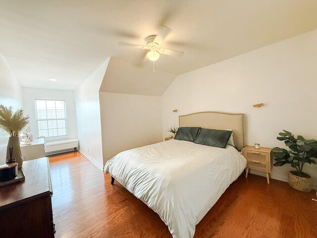 2138 Cason Ln, Murfreesboro, TN 37128 - bedroom with wood finished floors, baseboards, a ceiling fan, and vaulted ceiling