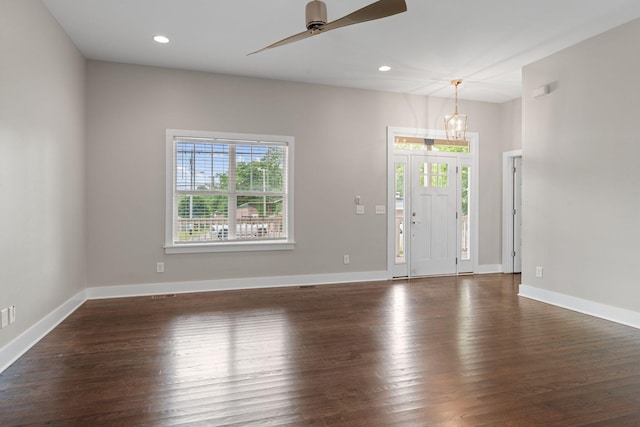 1512 Dr D B Todd Jr Blvd, Nashville, TN 37208 - foyer with plenty of natural light, a ceiling fan, dark wood-style floors, baseboards, and recessed lighting