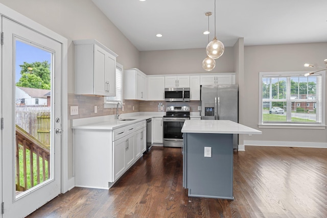 1512 Dr D B Todd Jr Blvd, Nashville, TN 37208 - kitchen with appliances with stainless steel finishes, a sink, tasteful backsplash, dark wood-type flooring, and light countertops