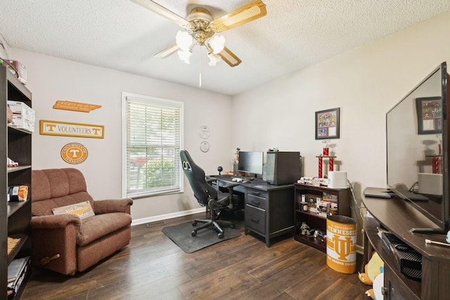2118 Winthorne Ln, Murfreesboro, TN 37129 - office space featuring ceiling fan, dark wood-type flooring, and a textured ceiling