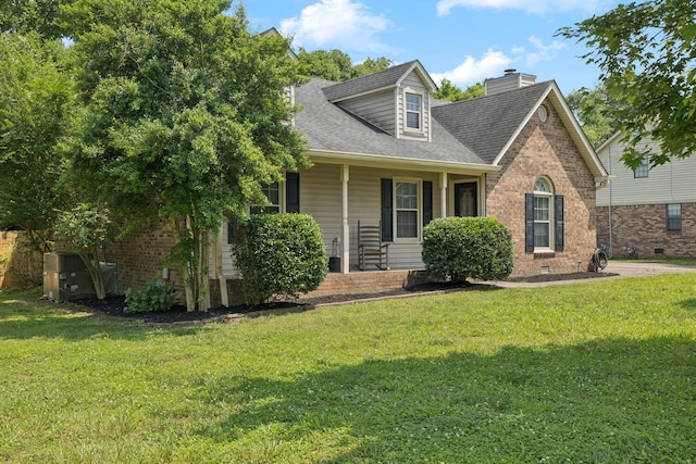 2118 Winthorne Ln, Murfreesboro, TN 37129 - cape cod home featuring a front lawn, brick siding, a shingled roof, and a porch