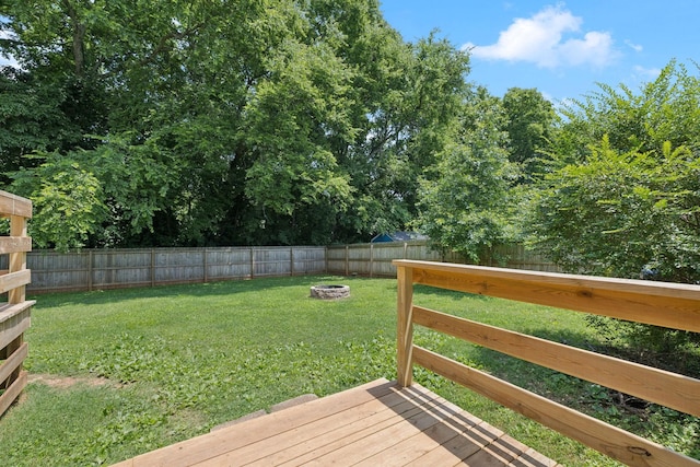 2118 Winthorne Ln, Murfreesboro, TN 37129 - view of yard featuring an outdoor fire pit and a deck