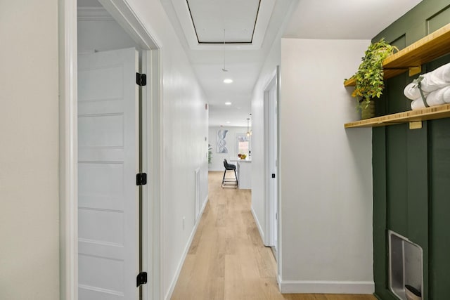 170 Old Carters Creek Pike, Franklin, TN 37064 - corridor featuring attic access, light wood-type flooring, and recessed lighting
