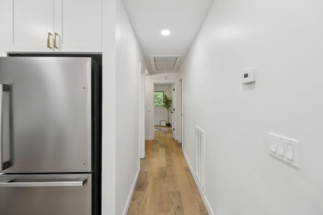 170 Old Carters Creek Pike, Franklin, TN 37064 - hallway featuring attic access, light wood finished floors, recessed lighting, and baseboards