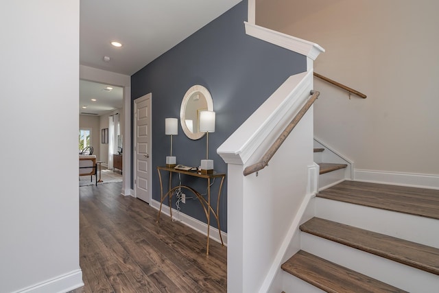 1079 Wrights Mill Rd Unit H8, Spring Hill, TN 37174 - stairway with wood finished floors, recessed lighting, and baseboards