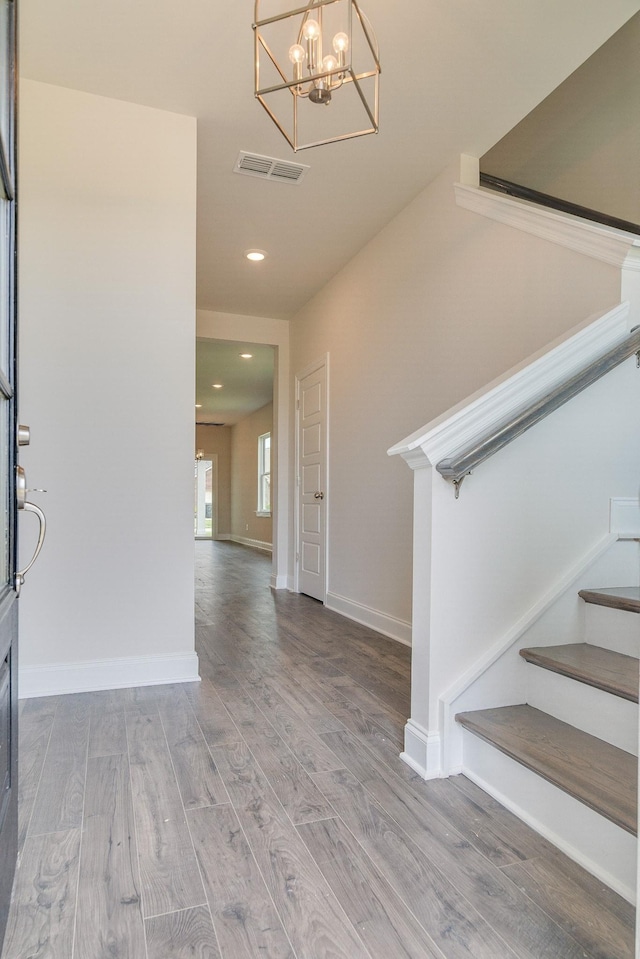 1075 Wrights Mill Rd Unit H-6, Spring Hill, TN 37174 - entrance foyer featuring wood finished floors, stairs, a chandelier, recessed lighting, and baseboards