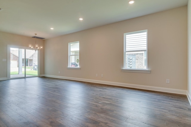 1075 Wrights Mill Rd Unit H-6, Spring Hill, TN 37174 - unfurnished room featuring a chandelier, dark wood-style flooring, baseboards, and recessed lighting