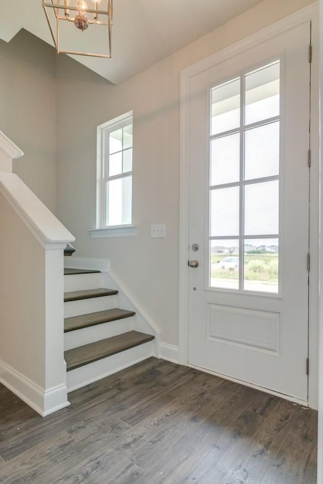 1075 Wrights Mill Rd Unit H-6, Spring Hill, TN 37174 - entrance foyer featuring a chandelier, stairs, wood finished floors, and baseboards