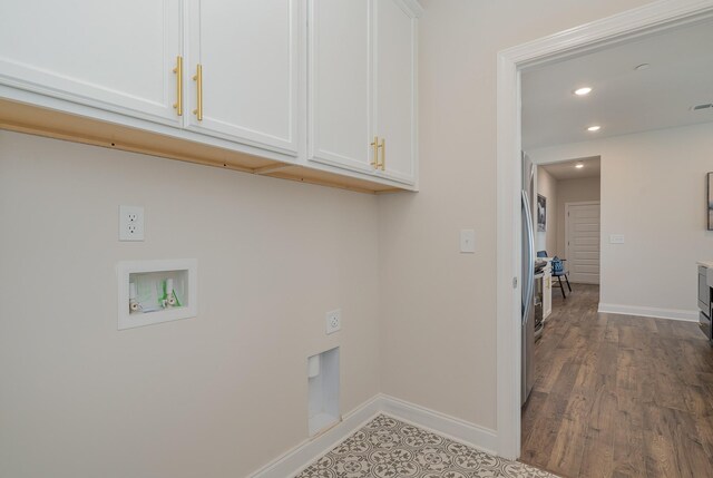 1077 Wrights Mill Rd Unit H-7, Spring Hill, TN 37174 - washroom with cabinet space, washer hookup, baseboards, recessed lighting, and wood finished floors