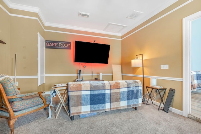 306 S Cameron Ct, Hermitage, TN 37076 - carpeted living area featuring crown molding and baseboards