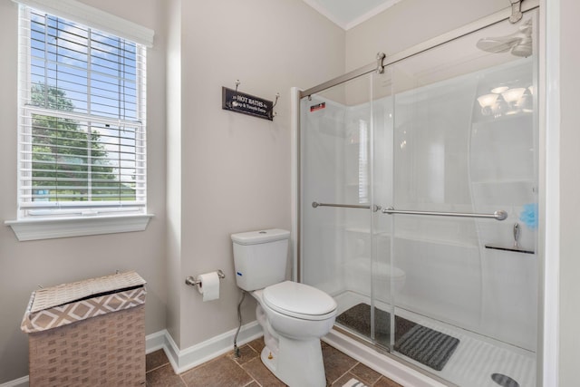 306 S Cameron Ct, Hermitage, TN 37076 - full bathroom with toilet, baseboards, a stall shower, and plenty of natural light