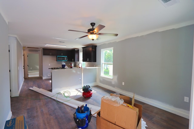 174 Dale St, Red Boiling Springs, TN 37150 - living area featuring wood finished floors, baseboards, and a ceiling fan