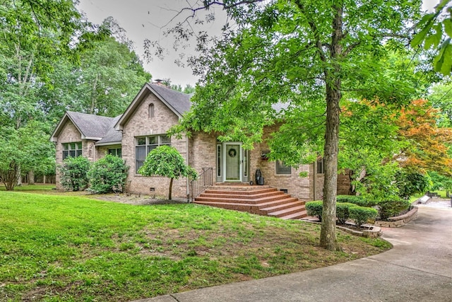 5544 S New Hope Rd, Hermitage, TN 37076 - view of front of home with a front yard, brick siding, and crawl space