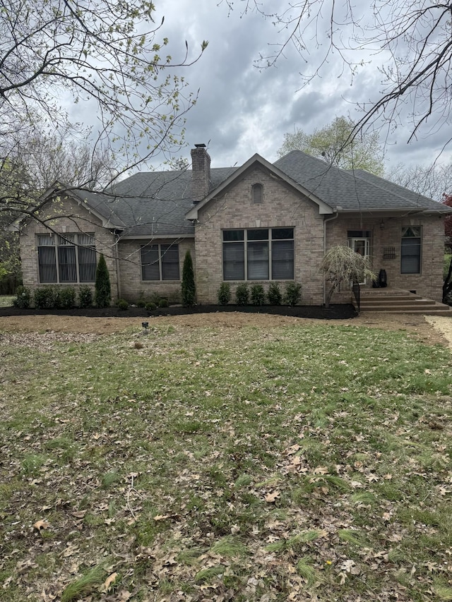 5544 S New Hope Rd, Hermitage, TN 37076 - single story home featuring a chimney, roof with shingles, and brick siding