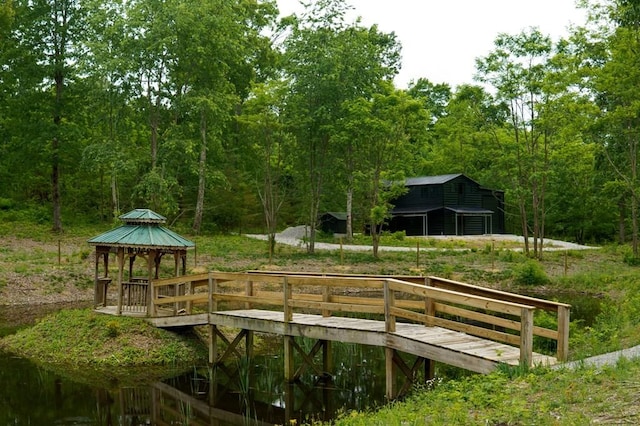 710 Baker Ter, Spencer, TN 38585 - view of home's community featuring a gazebo, a forest view, and an outdoor structure