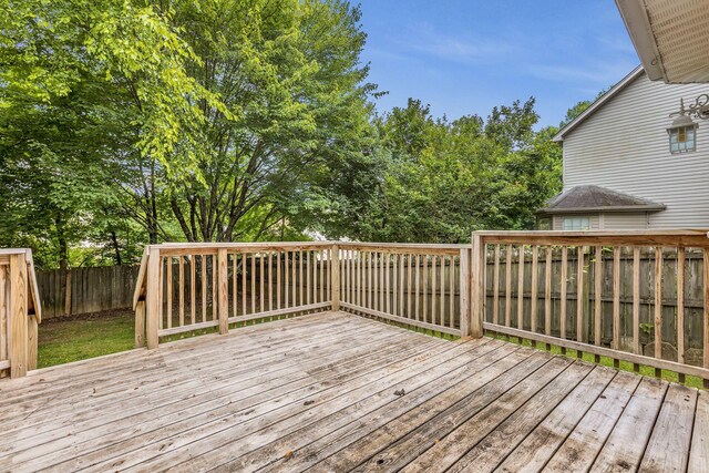 4008 Amber Way, Spring Hill, TN 37174 - wooden deck with a fenced backyard and view of scattered trees