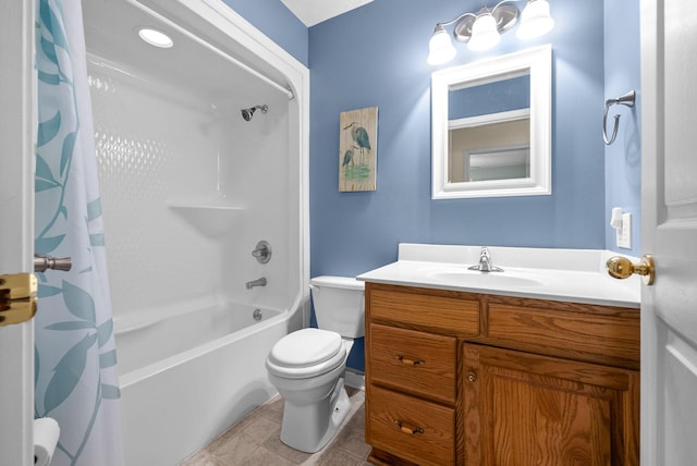 332 Meadowbrook Dr, Cadiz, KY 42211 - bathroom featuring vanity, shower / bath combo, toilet, and tile patterned floors