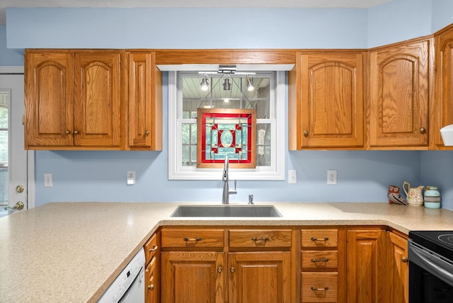 332 Meadowbrook Dr, Cadiz, KY 42211 - kitchen featuring a sink, light countertops, and brown cabinets