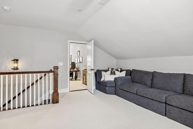 807 Caledonian Ct, Franklin, TN 37064 - living area featuring carpet flooring, lofted ceiling, and baseboards