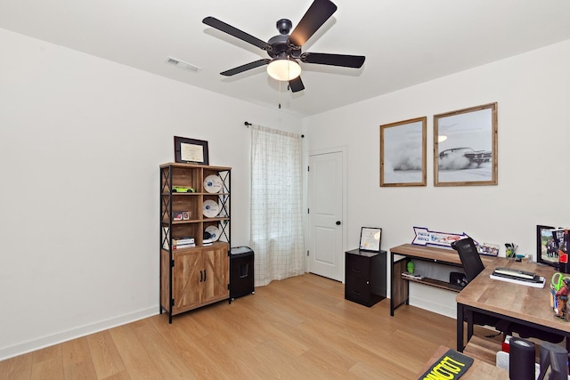 2019 Farm St, Mount Juliet, TN 37122 - home office featuring light wood-type flooring and a ceiling fan