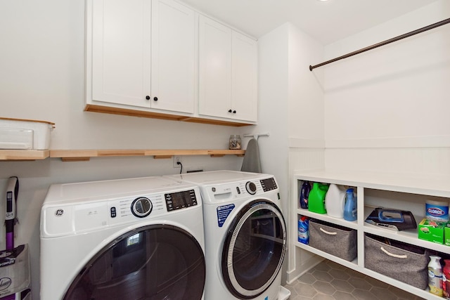 2019 Farm St, Mount Juliet, TN 37122 - laundry room featuring separate washer and dryer, cabinet space, and tile patterned flooring
