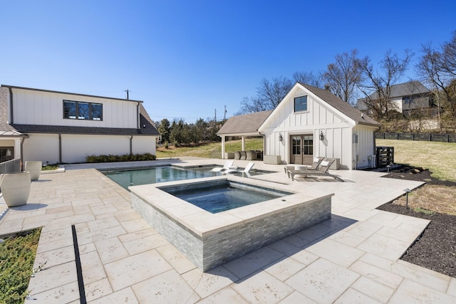 6115 Hillsboro Pike, Nashville, TN 37215 - outdoor pool with a storage structure, a patio, an outdoor structure, and an in-ground hot tub