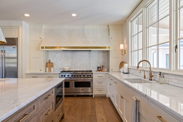 6115 Hillsboro Pike, Nashville, TN 37215 - kitchen with built in appliances, a sink, healthy amount of natural light, dark wood-style floors, and recessed lighting