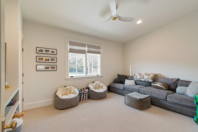6115 Hillsboro Pike, Nashville, TN 37215 - living area featuring carpet, a ceiling fan, baseboards, and recessed lighting