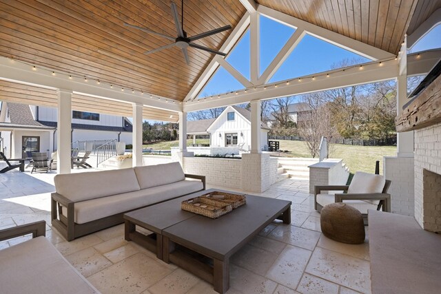 6115 Hillsboro Pike, Nashville, TN 37215 - view of patio / terrace featuring an outdoor living space, ceiling fan, and an outbuilding
