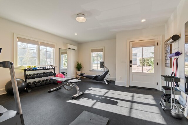 6115 Hillsboro Pike, Nashville, TN 37215 - workout room featuring a wall mounted AC, baseboards, and recessed lighting