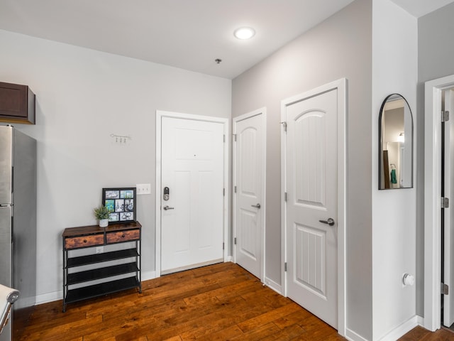 1118 Litton Ave Unit 218, Nashville, TN 37216 - foyer entrance with dark wood-style floors, baseboards, and recessed lighting