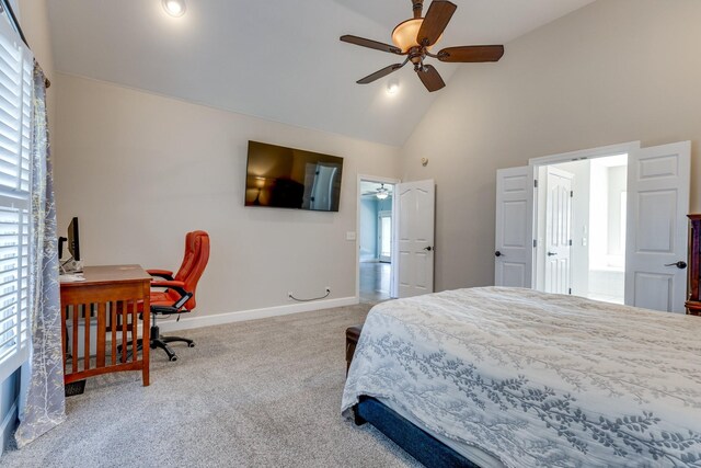 1410 Wall St, Murfreesboro, TN 37130 - carpeted bedroom with high vaulted ceiling, multiple windows, baseboards, and a desk