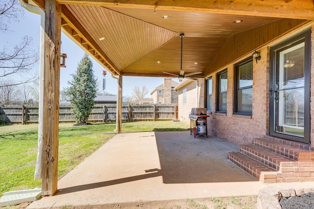 1410 Wall St, Murfreesboro, TN 37130 - view of patio / terrace with a grill, entry steps, and a ceiling fan