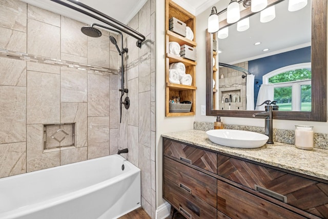 2797 Lewis Rd, Santa Fe, TN 38482 - full bathroom with crown molding, vanity, and  shower combination