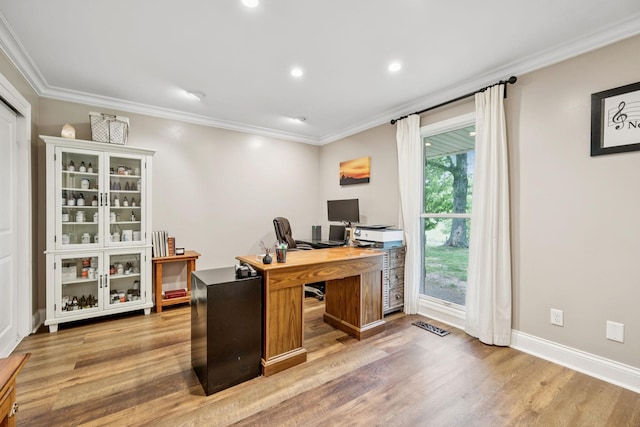 2797 Lewis Rd, Santa Fe, TN 38482 - office space with wood finished floors, crown molding, baseboards, and recessed lighting