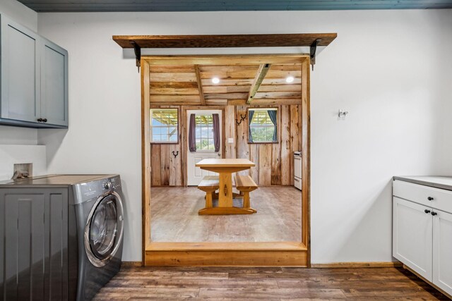2797 Lewis Rd, Santa Fe, TN 38482 - laundry room featuring cabinet space, dark wood-style floors, and washer / clothes dryer