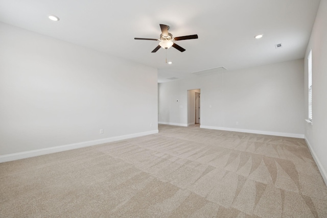105 Artie Lee Ln, Nolensville, TN 37135 - unfurnished room with attic access, ceiling fan, light carpet, recessed lighting, and baseboards