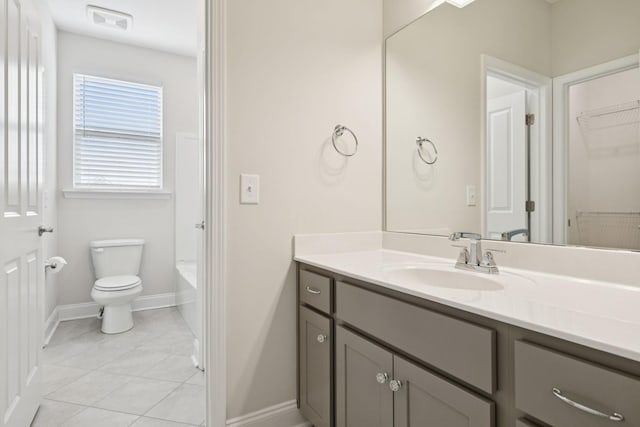 105 Artie Lee Ln, Nolensville, TN 37135 - full bath with vanity, toilet, baseboards, tile patterned flooring, and tub / shower combination
