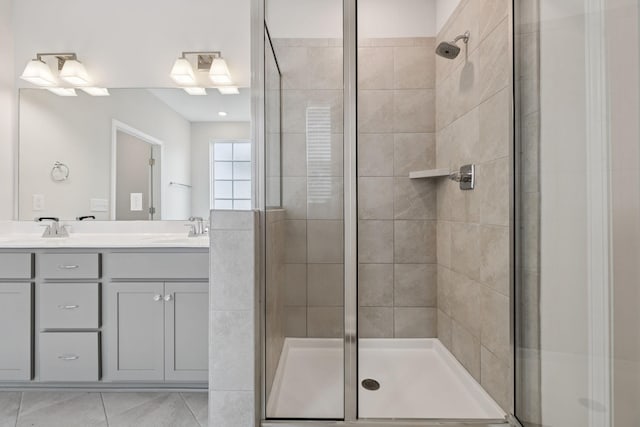 105 Artie Lee Ln, Nolensville, TN 37135 - full bathroom with a shower stall, double vanity, and tile patterned flooring