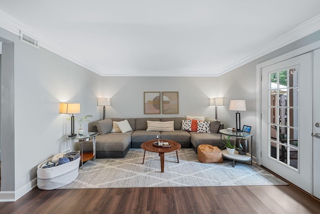 5025 Hillsboro Pike Unit 1A, Nashville, TN 37215 - living room featuring wood finished floors, ornamental molding, and baseboards