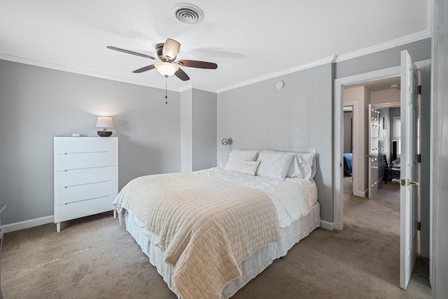 5025 Hillsboro Pike Unit 1A, Nashville, TN 37215 - carpeted bedroom with ornamental molding, baseboards, and a ceiling fan