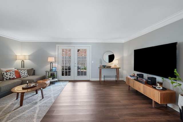 5025 Hillsboro Pike Unit 1A, Nashville, TN 37215 - living area with crown molding, french doors, wood finished floors, and baseboards