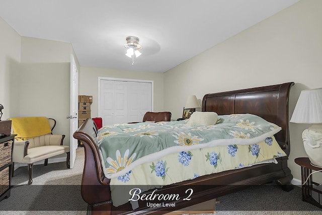 81 Pine Tree Cir, Crossville, TN 38571 - bedroom featuring carpet flooring, a closet, a ceiling fan, and baseboards