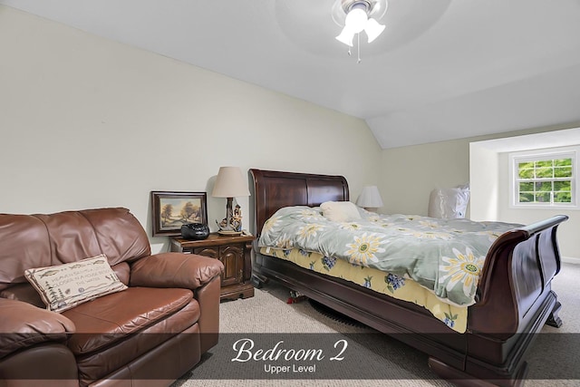 81 Pine Tree Cir, Crossville, TN 38571 - carpeted bedroom featuring vaulted ceiling and ceiling fan