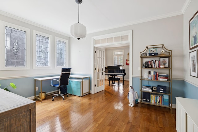200 Addison Ave, Franklin, TN 37064 - office area featuring crown molding, wood-type flooring, and french doors