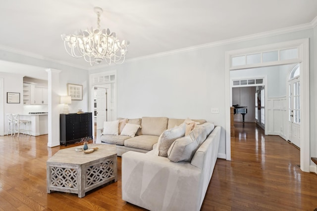 200 Addison Ave, Franklin, TN 37064 - living room with a chandelier, crown molding, and wood finished floors
