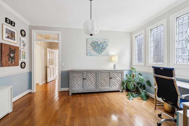 200 Addison Ave, Franklin, TN 37064 - home office with baseboards, hardwood / wood-style flooring, and ornamental molding