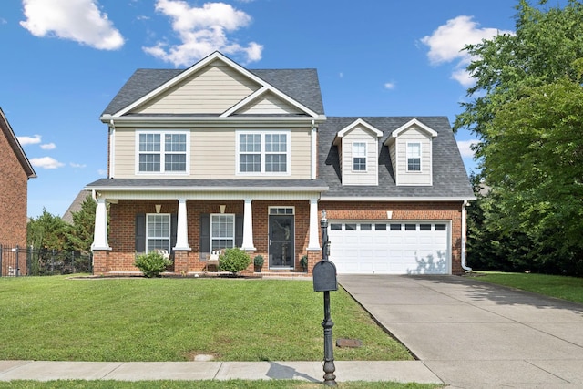 5239 Starnes Dr, Murfreesboro, TN 37128 - view of front of property featuring covered porch, brick siding, driveway, and roof with shingles